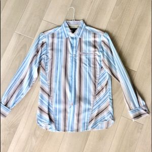 INC Striped Cuffed Dress Shirt Blue S